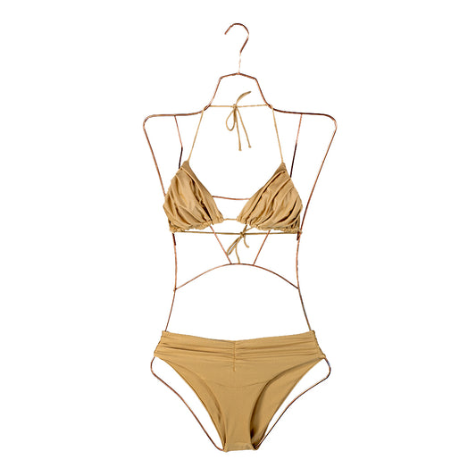 Bikini drapeado dorado